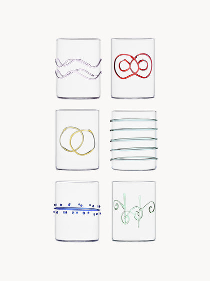 Westwing Vasos de agua artesanales Deco' Arlecchino 6 uds