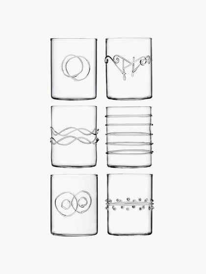 Westwing Vasos de agua artesanales Deco' Clear 6 uds