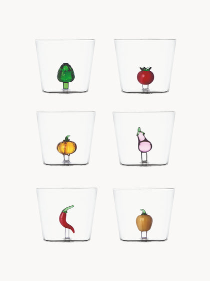 Westwing Vasos de agua artesanales Vegetables 6 uds