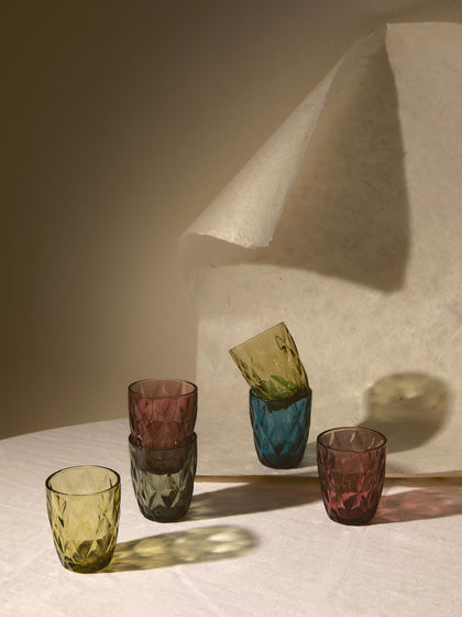 Westwing Vasos De Agua Con Patrón Texturizado Colorado 4 Uds