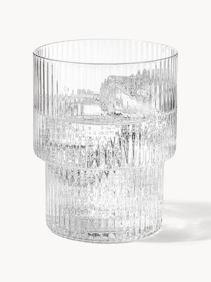 Westwing Vasos De Agua De Vidrio Soplado Con Relieves Ripple 4 Uds