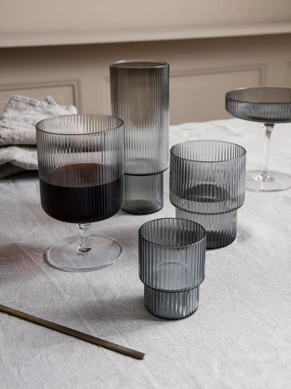 Westwing Vasos De Agua De Vidrio Soplado Con Relieves Ripple 4 Uds
