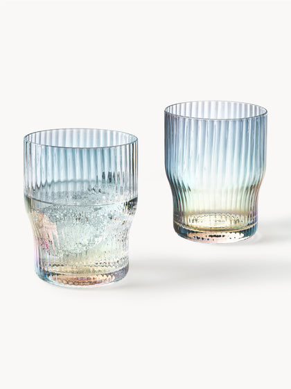 Westwing Vasos De Agua Soplados Artesanalmente Con Relieve Y Brillo Nacarino Juno 4 Uds