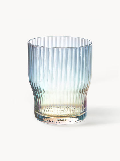 Westwing Vasos de agua soplados artesanalmente con relieve y brillo nacarino Juno  4 uds