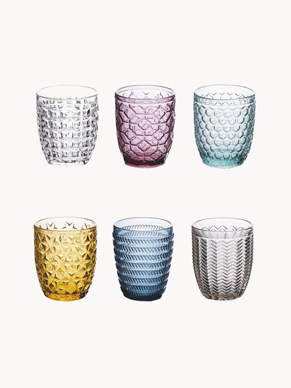 Westwing Vasos de colores con relive Geometrie 6 uds
