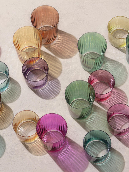 Westwing Vasos De Colores De Vidrio Soplado Con Relieve Gemas 4 uds