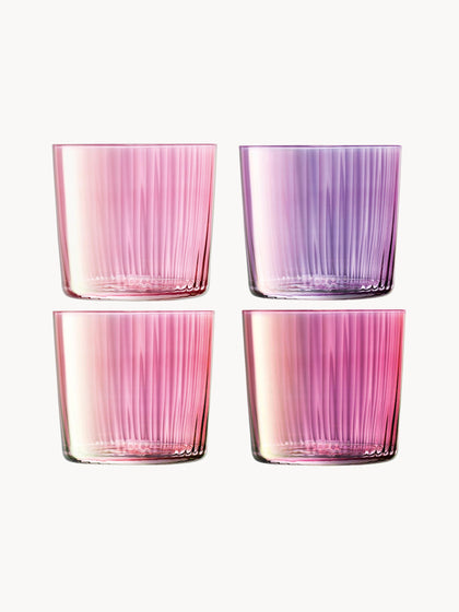 Westwing Vasos de colores de vidrio soplado con relieve Gemas 4 uds