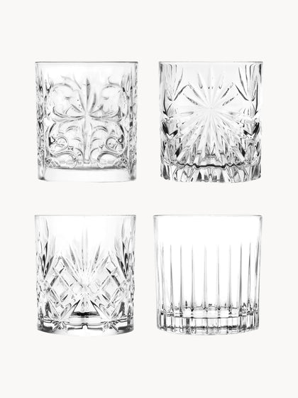 Westwing Vasos old fashioned de cristal con relieve Bichiera 4 uds