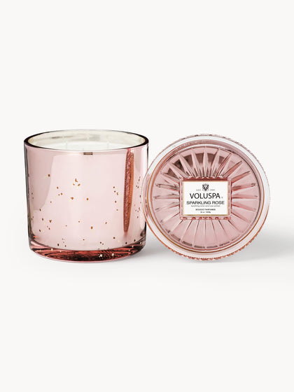Westwing Vela Perfumada Artesanal De Tres Mechas Bougie Parfumee (vino Espumoso Y Pétalos De Rosa)