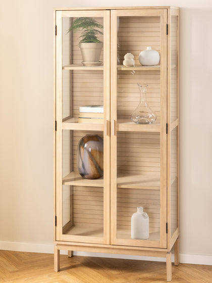Westwing Vitrina De Madera Con Puertas De Vidrio Linley