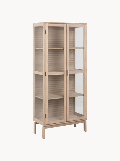 Westwing Vitrina de madera con puertas de vidrio Linley