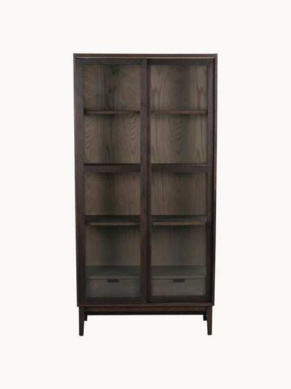 Westwing Vitrina De Madera De Roble Con Puertas Correderas Hazelton