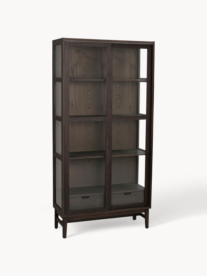 Westwing Vitrina De Madera De Roble Con Puertas Correderas Hazelton