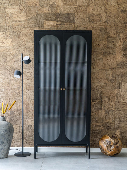 Westwing Vitrina De Metal Con Cristal Acanalado Adelaide