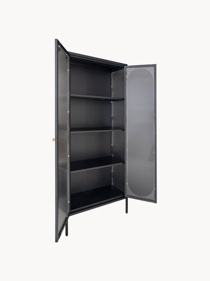 Westwing Vitrina De Metal Con Cristal Acanalado Adelaide