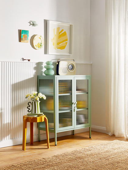 Westwing Vitrina De Metal Con Cristal Acanalado The Mixer