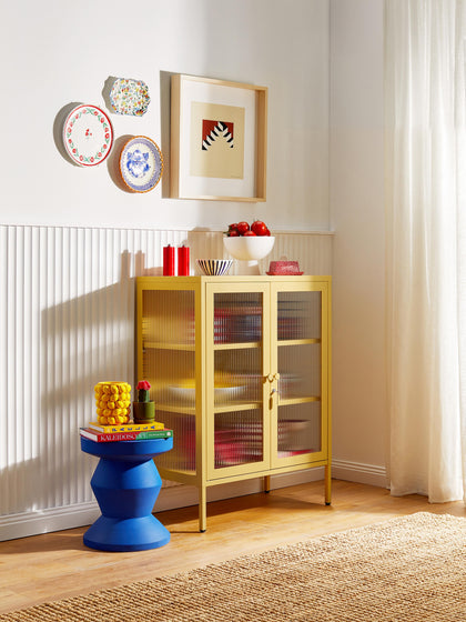 Westwing Vitrina De Metal Con Cristal Acanalado The Mixer