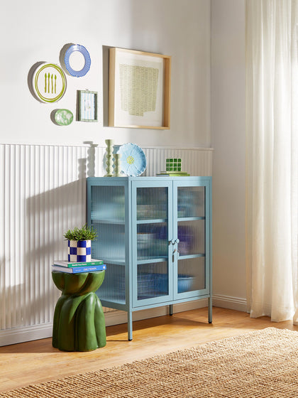 Westwing Vitrina De Metal Con Cristal Acanalado The Mixer