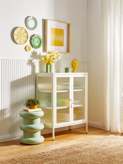 Westwing Vitrina De Metal Con Cristal Acanalado The Mixer