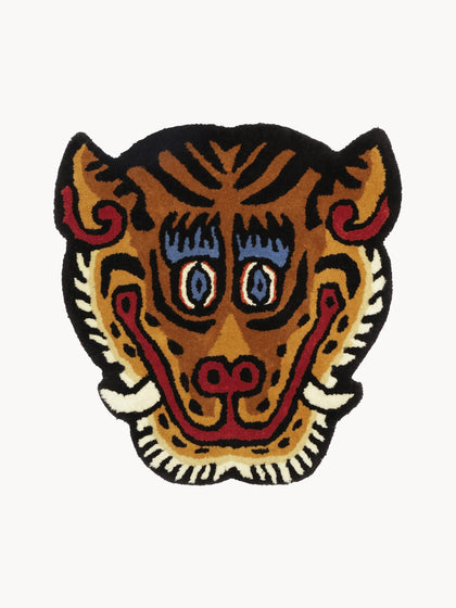 Westwing Alfombra de lana artesanal Tiger Face