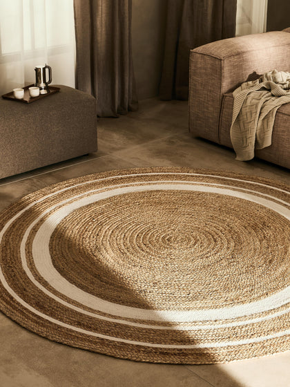 Westwing Alfombra Redonda Artesanal De Yute Clover