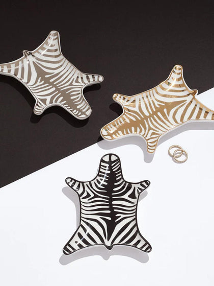 Westwing Bol Decorativo De Porcelana Con Oro Zebra