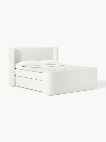 Westwing Cama continental en tejido bouclé Perla