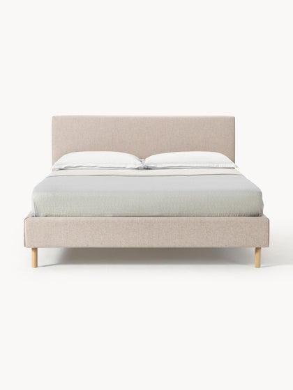 Westwing Cama Tapizada Con Patas De Madera Giulia