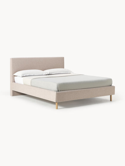 Westwing Cama tapizada con patas de madera Giulia