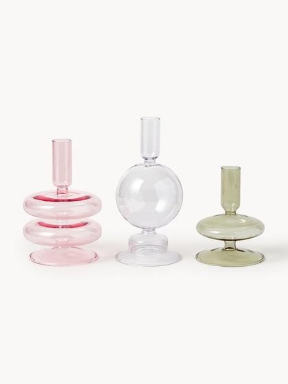 Westwing Candelabros con forma orgánica Clea 3 uds