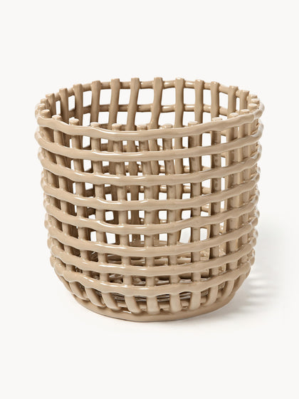 Westwing Cesta artesanal de cerámica Nalan 21 cm