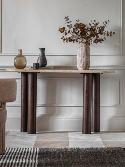 Westwing Consola Con Tablero De Travertino Trevi