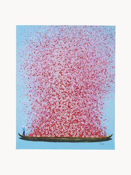 Westwing Cuadro en lienzo pintado Flower Boat