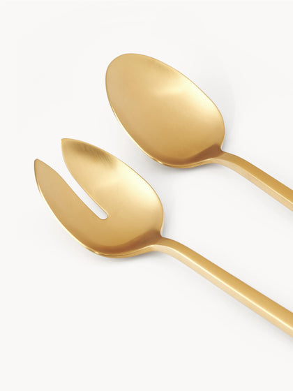 Westwing Cubiertos Para Ensalada Dorado Mate Shine