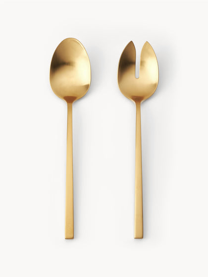 Westwing Cubiertos para ensalada dorado mate Shine