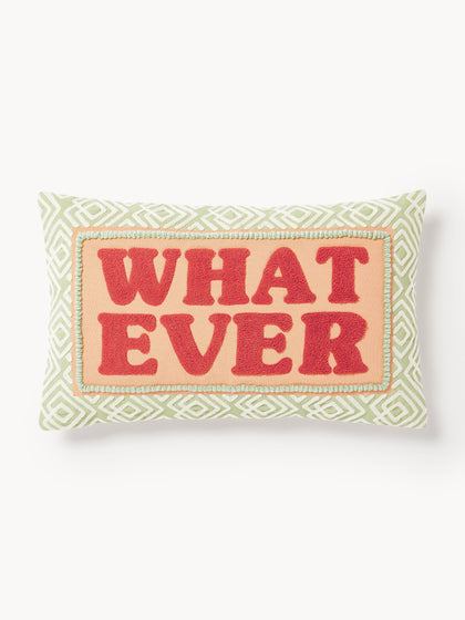 Westwing Funda de cojín con inscripción Whatever