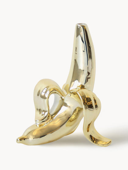 Westwing Jarrón de porcelana con oro Banana 15 cm