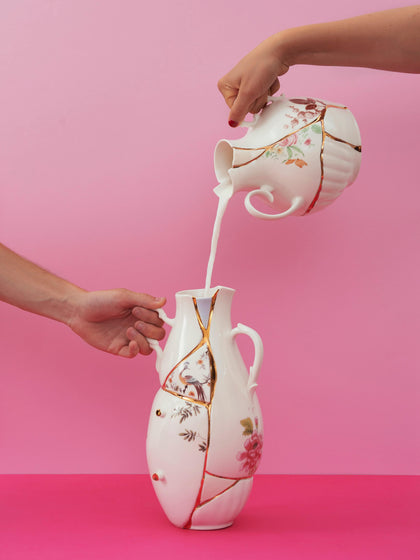 Westwing Jarrón De Porcelana Fina Kintsugi 32 Cm