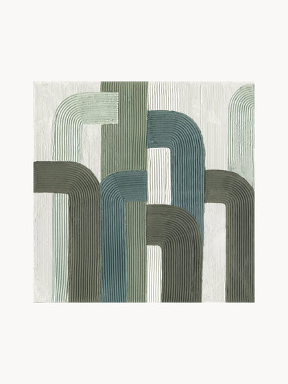Westwing Lienzo pintado a mano Green Lines