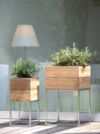 Westwing Macetero De Madera De Teca Mini Garden