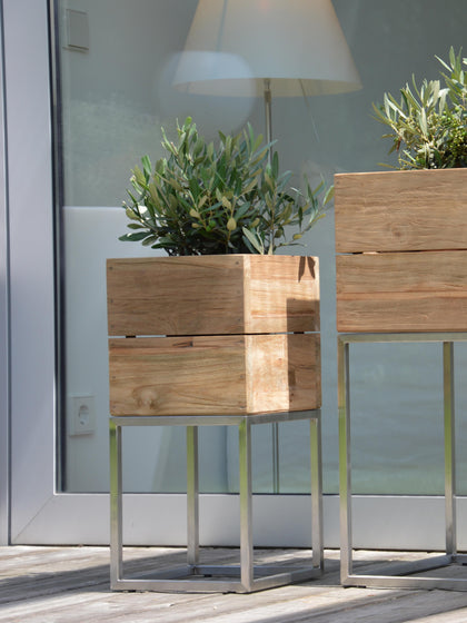 Westwing Macetero De Madera De Teca Mini Garden