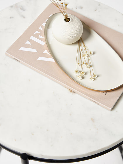 Westwing Mesa Auxiliar Redonda De Mármol Ella