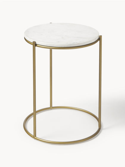 Westwing Mesa auxiliar redonda de mármol Ella