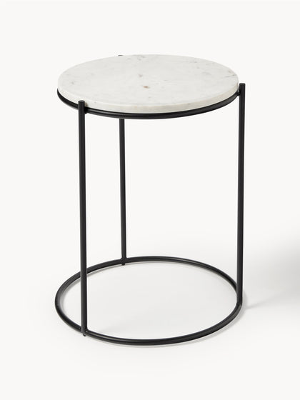 Westwing Mesa auxiliar redonda de mármol Ella