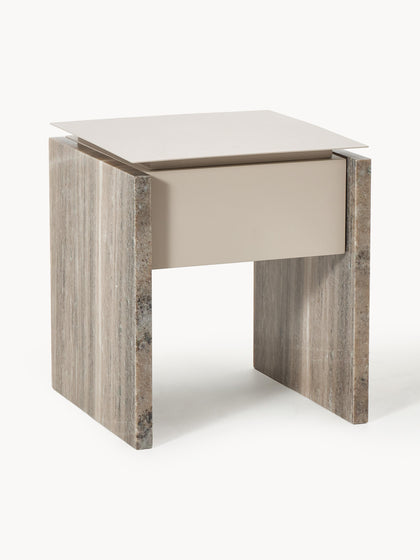 Westwing Mesilla de noche de mármol y metal Bruce