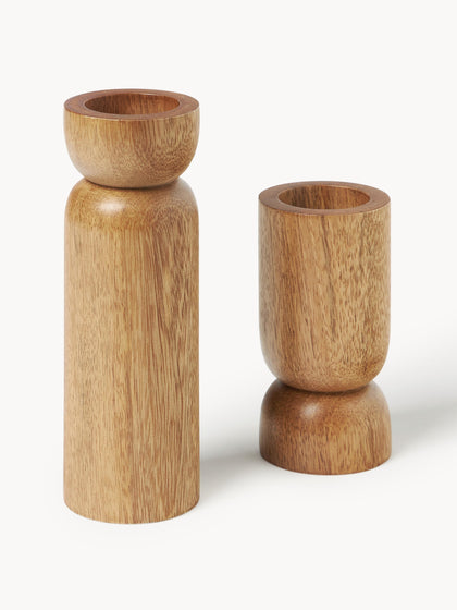 Westwing Portavelas de madera de mango Matti 2 uds