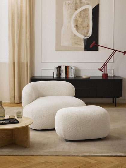 Westwing Puf Reposapiés De Borreguillo Bouclé Alba