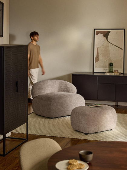 Westwing Puf Reposapiés De Borreguillo Bouclé Alba