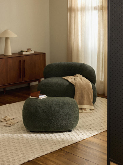 Westwing Puf Reposapiés De Borreguillo Bouclé Alba