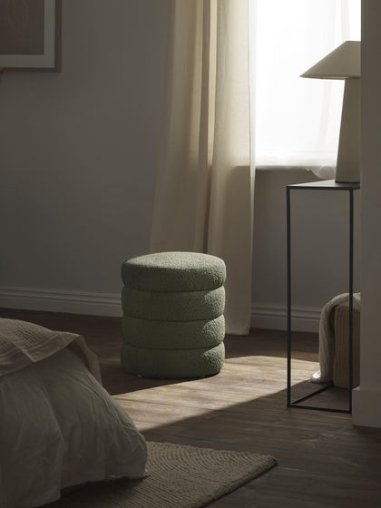Westwing Puf Reposapiés En Tejido Bouclé Alto